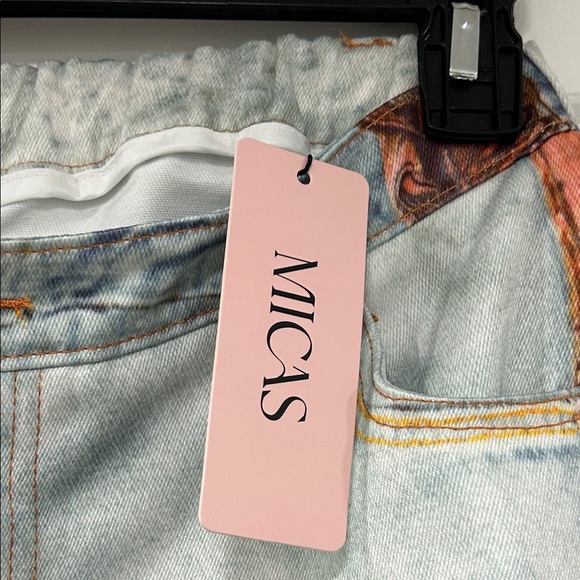 NWT Micas Denim Abstract Patchwork Skirt - Picture 2 of 4